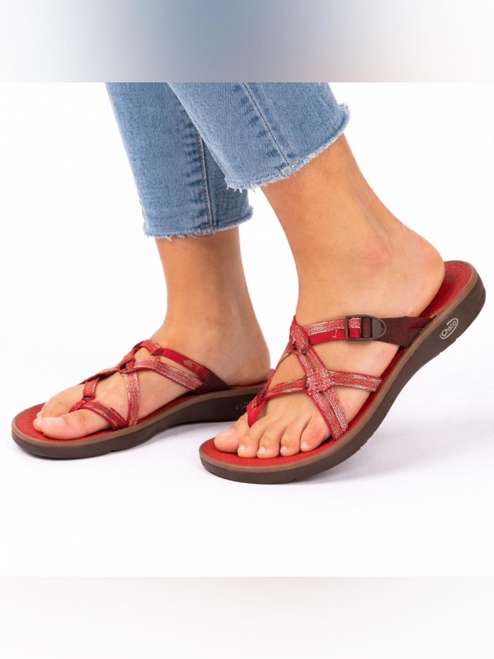 Women's Red Pink Strappy Comfort Sandals size 7